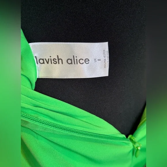 Lavish Alice Green Asymmetrical One-Shoulder Dress Size 4 - Picture 4 of 11